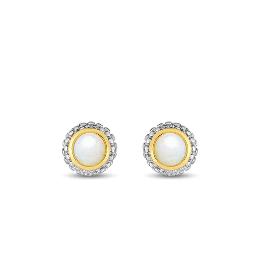 Silver & 18K Gold Prosecco Opal Stud Earrings