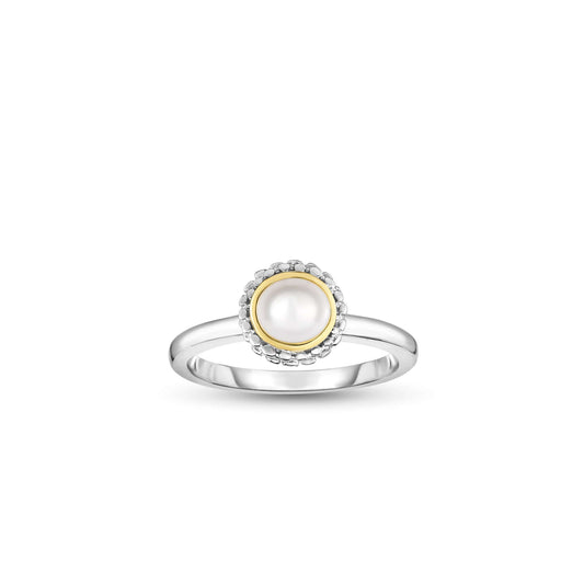 Silver & 18K Gold Popcorn Birthstone Ring
