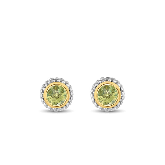 Silver & 18K Gold Prosecco Peridot Stud Earrings