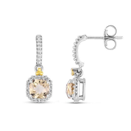Silver & 18K Gold Gemstone Mini Drop Earrings