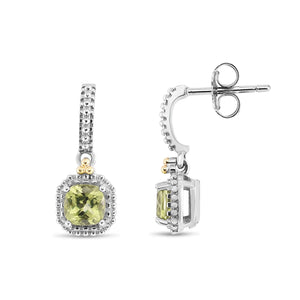 Silver & 18K Gold Gemstone Mini Drop Earrings