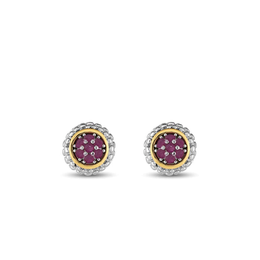 Silver & 18K Gold Prosecco Ruby Stud Earrings