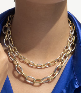 Silver & 18K Lucida Large Oval Link Necklace | Phillip Gavriel