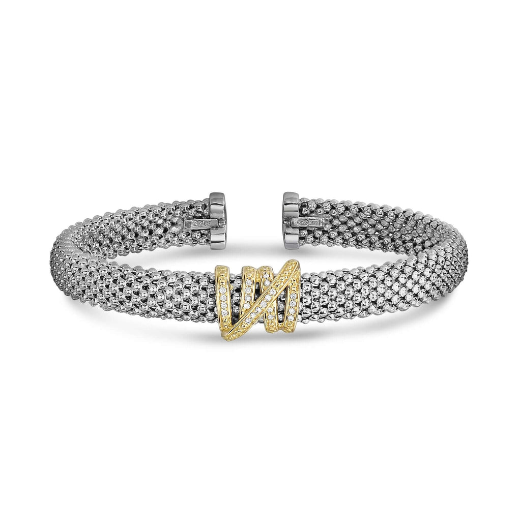Silver & 18K Gold Popcorn Diamond Tally Bangle | Phillip Gavriel
