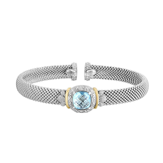 Silver & 18K Gold Prosecco Blue Topaz Bangle