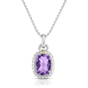 Silver & 18K Large Amethyst Pendant