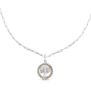 Silver & 18K Tree of Life Medallion Necklace