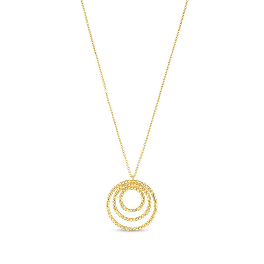 14K Diamond Cable Circle Pendant Necklace