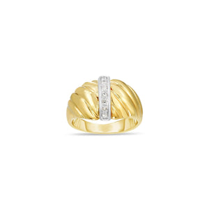 14K Gold Diamond Cable Sculpted Ring