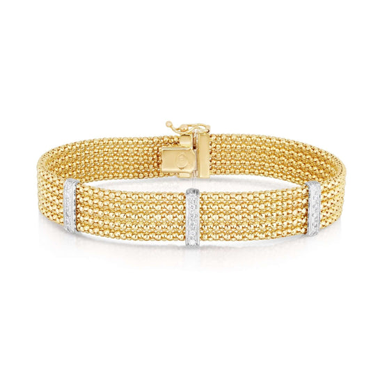 14K Gold & Diamond Large Five Row Popcorn Bracelet