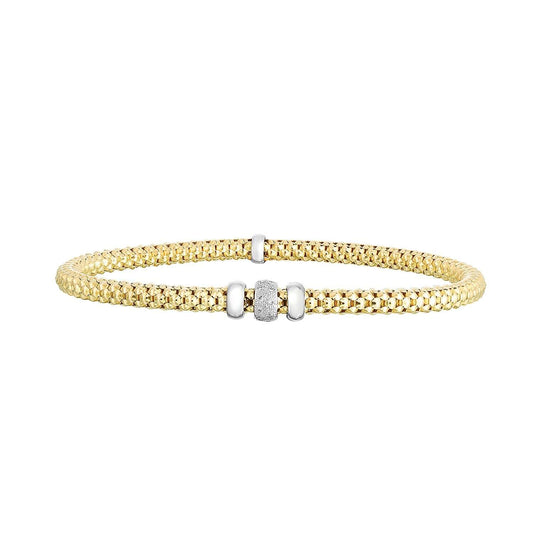 14K Gold & Diamond Popcorn 3.8mm Stretch Bracelet