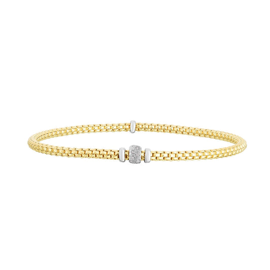 14K Gold & Diamond Popcorn 2.8mm Stretch Bracelet