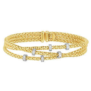 14K Gold & Diamond Popcorn Crossover Bracelet