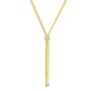 14K Gold & Diamond Popcorn Tassel Fringe Necklace