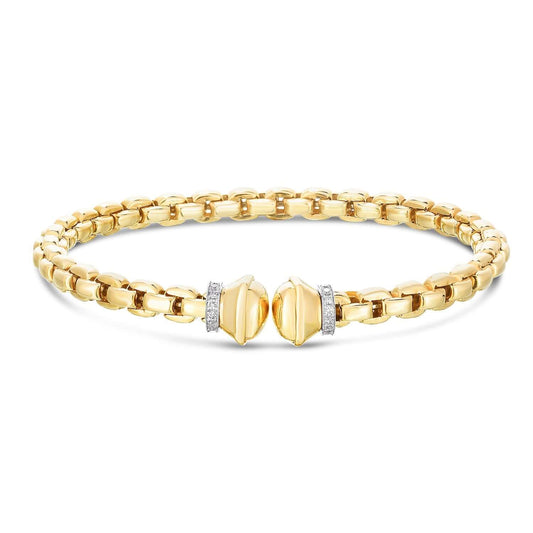 14K Gold & Diamond Venetian Box Cuff Bangle