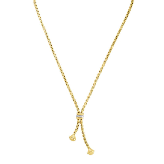 14K Gold & Diamond Venetian Box Link Necklace