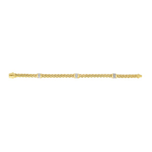 14K Gold & Diamond Woven Chain Station Bracelet