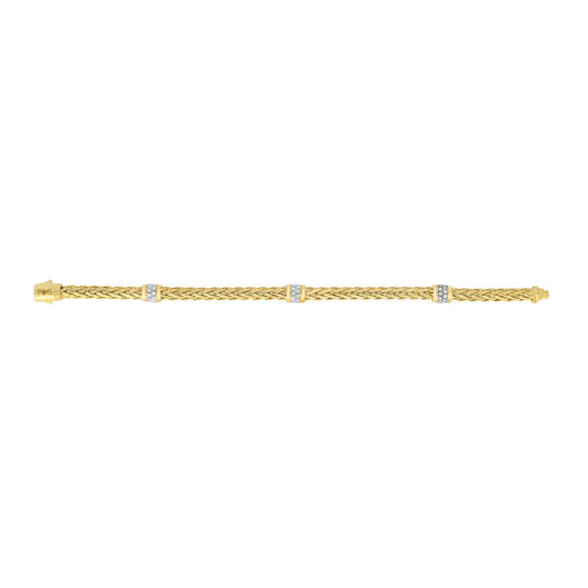 14K Gold & Diamond Woven Chain Station Bracelet