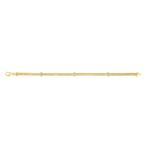 14K Gold & Diamond Woven Chain Thin Bracelet