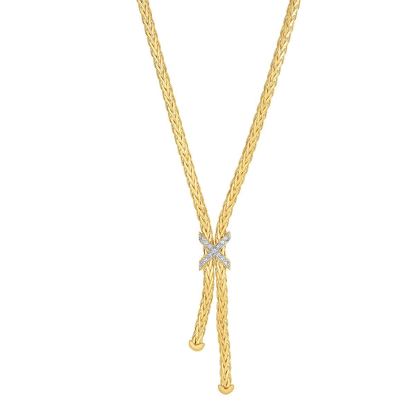 14K Gold & Diamond Woven Chain X Necklace | Phillip Gavriel