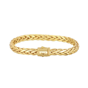 14K Gold Half Round 6mm Woven Chain Bracelet