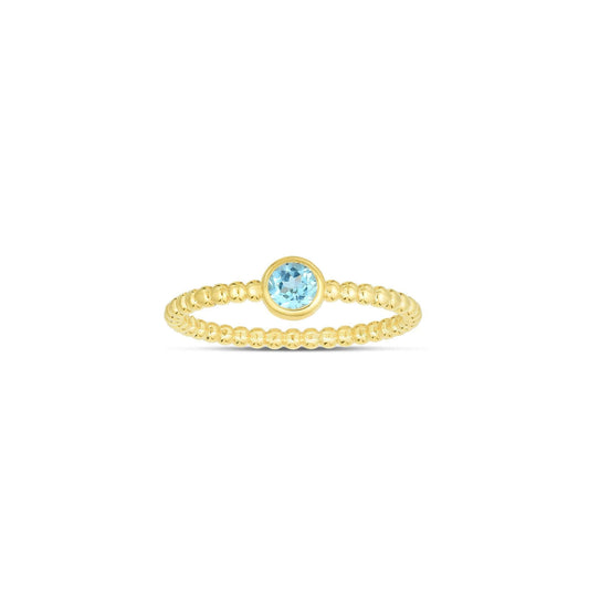 14K Gold Popcorn Bead Gem Ring