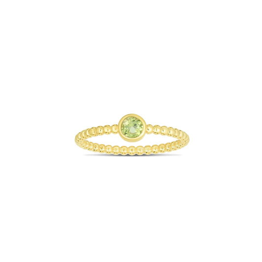 14K Gold Popcorn Bead Gem Ring