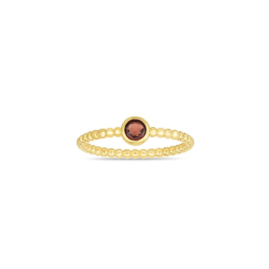 14K Gold Popcorn Bead Gem Ring