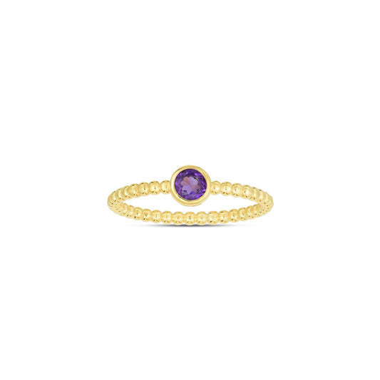 14K Gold Popcorn Bead Gem Ring