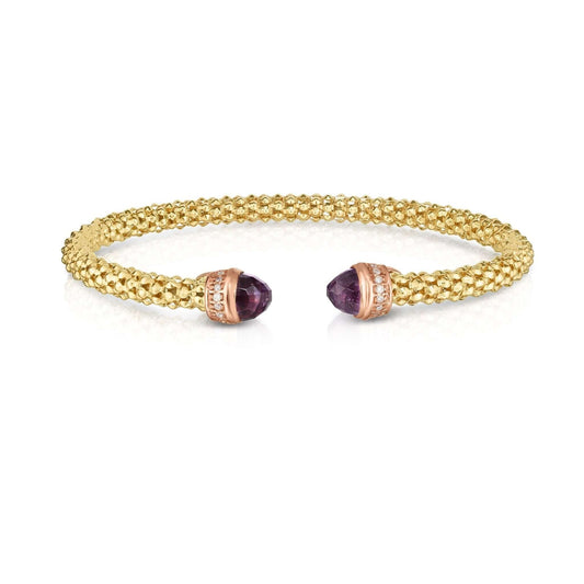 14K Gold & Diamond Popcorn Gemstone Bracelet