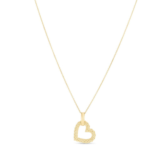 14K Gold Popcorn Heart Necklace