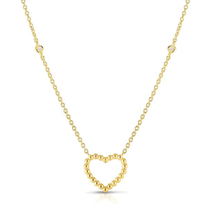 14K Gold & Diamond Popcorn Heart Necklace