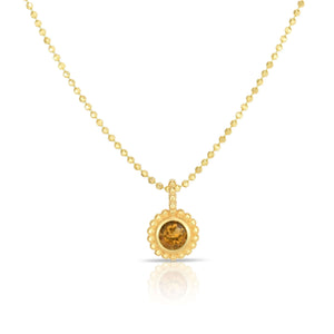 14K Gold Popcorn Bead Petite Gem Necklace