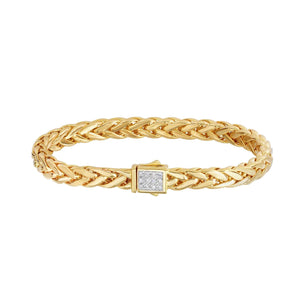 14K Gold & Diamond 6.5mm Woven Bracelet