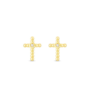 14K Gold & Diamond Cross Earrings