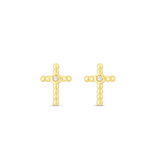 ピアス [LLOYD] Cross 14K GOLD Earrings 14k 18k Solid Gold Cross Earrings, Cross Studs Earrings