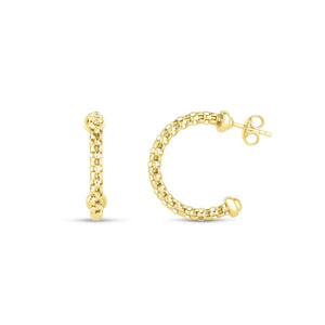14K Gold Popcorn Chain Hoop Earrings