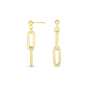 14K Gold Round Link Cable Paperclip Earrings