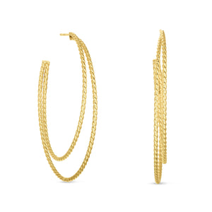 14K Gold Extra Large Cable Double Hoop Earrings