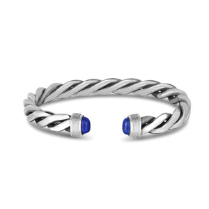Silver & Gemstone Men's Cable Bracelet