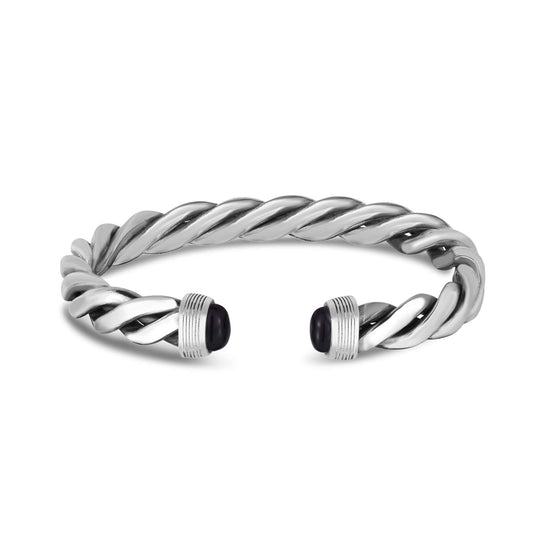 Silver & Gemstone Men's Cable Bracelet