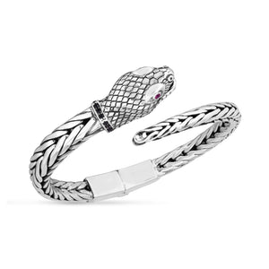 Woven Creatures Snake Bangle with Black Sapphire & Ruby