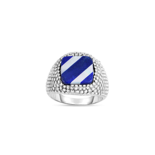 Silver Ring with Lapis and Mother of Pearl