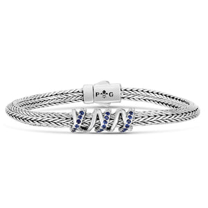 Silver & Sapphire Triangular Woven Chain Bracelet from Phillip Gavriel