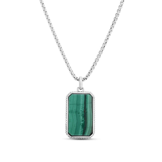 Silver & Gemstone Men's Tag Necklace