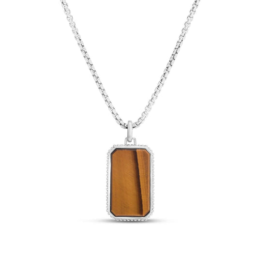 Silver & Gemstone Men's Tag Necklace