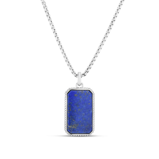 Silver & Gemstone Men's Tag Necklace