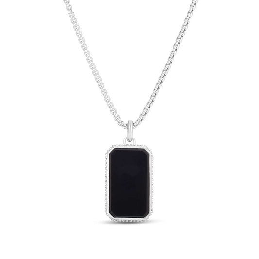 Silver & Gemstone Men's Tag Necklace