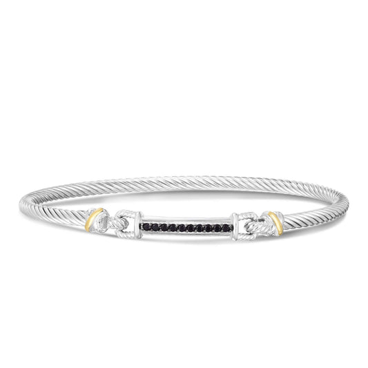 Silver & 18K Black Spinel Bar Bracelet