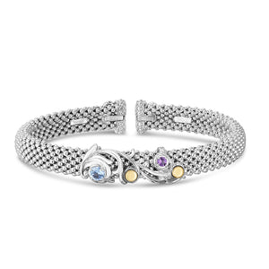 Silver & 18K Baroque Popcorn Bracelet With Gemstones